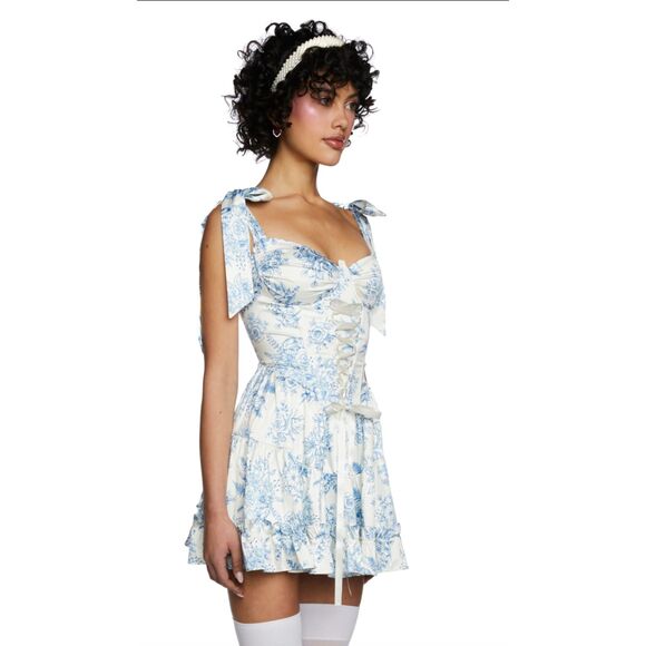 Sugar Thrillz Holding Court Mini Dress Blue Size Medium NWT - Picture 3 of 9